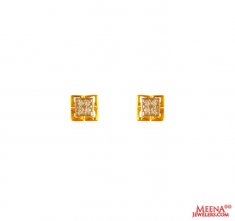 22 Kt Gold CZ Earrings ( 22 Kt Gold Tops )