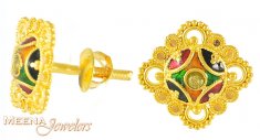 22K Gold  Enamel Earrings
