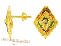 22K Earrings with MeenaKari ( 22 Kt Gold Tops )