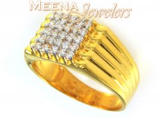 22 Kt Gold Mens Signity Stone Ring ( Mens Signity Rings )