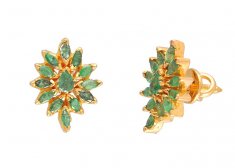 22 Kt Gold Emerald  Earrings ( Precious Stone Earrings )