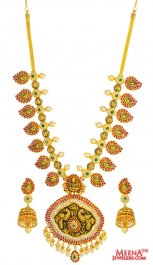 22 Karat Gold Temple Necklace Set