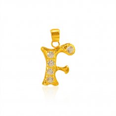 22Kt Gold Pendant with Initial(F) ( Initial Pendants )