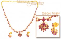 22Kt Ruby Necklace and Earrings ( Precious Stone Sets )