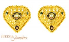 22Kt Gold Heart Shape Earrings ( 22 Kt Gold Tops )