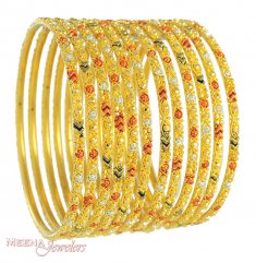 Gold Set of 12 Bangles ( Set of Bangles )