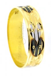 18Kt Gold Wedding band 2 Tone with black rhodium