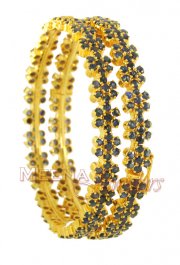 Gold Bangles with Sapphire ( Precious Stone Bangles )