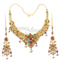 22 Kt Classic Gold Necklace Set ( Antique Necklace Sets )