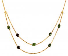 Delicate 22K Gold Emerald Chain