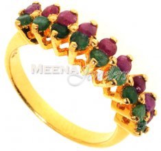 Gold Ring with Emerald and Ruby