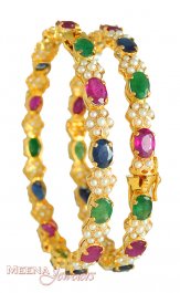 22Kt Gold Navratan Bangles