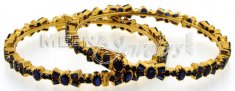 22 Kt Gold Bangles with Blue Sapphires Stones