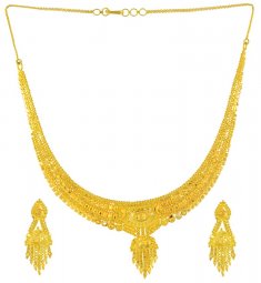 Gold Necklace and Earrings Set