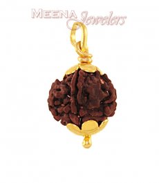Gold Pendant with Rudraksha