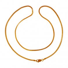 22KT Gold Two Tone Chain (20 Inch) ( Plain Gold Chains )