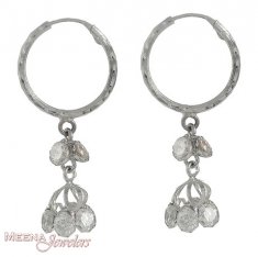 18Kt White Gold Hoops ( White Gold Earring )