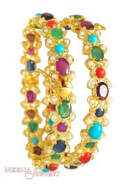 22Kt Gold Navratan Bangles ( Precious Stone Bangles )