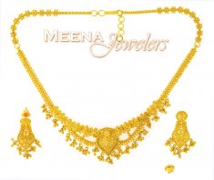 22K Yellow Gold Three Piece Necklace Set