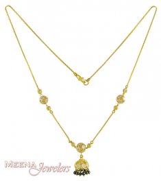  22ktGold Chain with Black Crystal