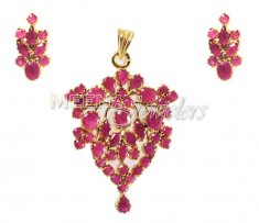 22Kt Gold Ruby Pendant Set ( Precious Stone Pendant Sets )