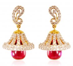 18k Gold  Diamond Ruby Earrings