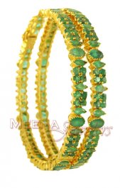 22Kt Gold Emerald Bangles