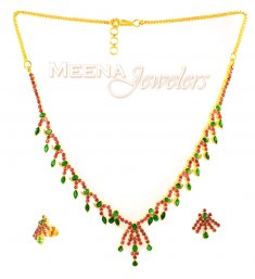 22Kt Gold Ruby and  Emerald Set ( Combination Necklace Set )