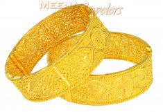 22K Gold  Wide Bangle (Kara) Pair