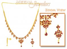 Ruby Necklace Set (22Kt Gold) ( Ruby Necklace Sets )