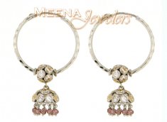 22Kt White Gold Hoop Earring with Chadelier ( Hoop Earrings )