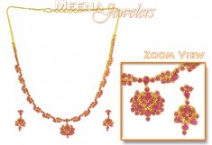 22Kt Gold Ruby Necklace Set ( Ruby Necklace Sets )
