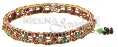 22 Kt Gold Bangles with Sapphires and Emeralds