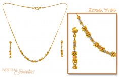 22K Yellow Gold Three Piece Necklace Set ( Light Sets )