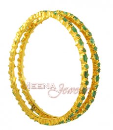22K Gold Emerald Bangles
