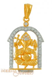 Ganesh Pendant with Signity 22k ( Ganesh, Laxmi and other God Pendants )