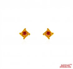 22Kt Gold Earrings with Colored Stone. ( 22 Kt Gold Tops )