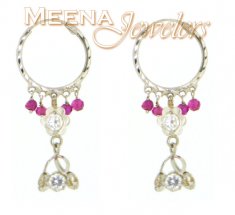 22Kt White Gold Hoop Earring with Jhumki ( Hoop Earrings )