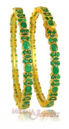 22Kt Gold Emerald Bangles