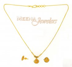 22K Yellow Gold Three Piece Necklace Set ( Light Sets )