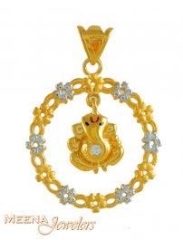 22k Ganesh Pendant with Signity