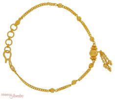 22k Bracelet with hanging chains and balls