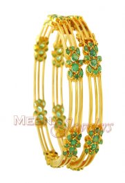 22Kt Gold Emerald Bangles