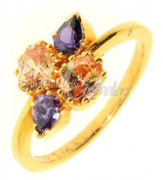 Gold Ring with Amethyst & CZ