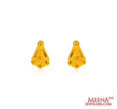 22K Traditional Gold Earrings ( 22 Kt Gold Tops )