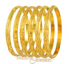 Gold Bangles Lazer Cuts ( Set of Bangles )