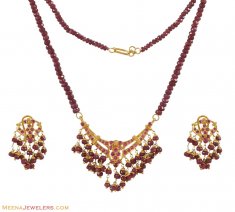 Ruby Necklace Set (22K Gold) ( Ruby Necklace Sets )