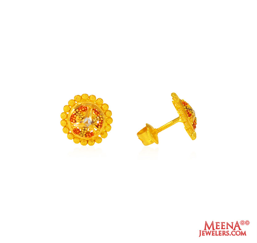 22 Kt Gold Earrings with Filigree 