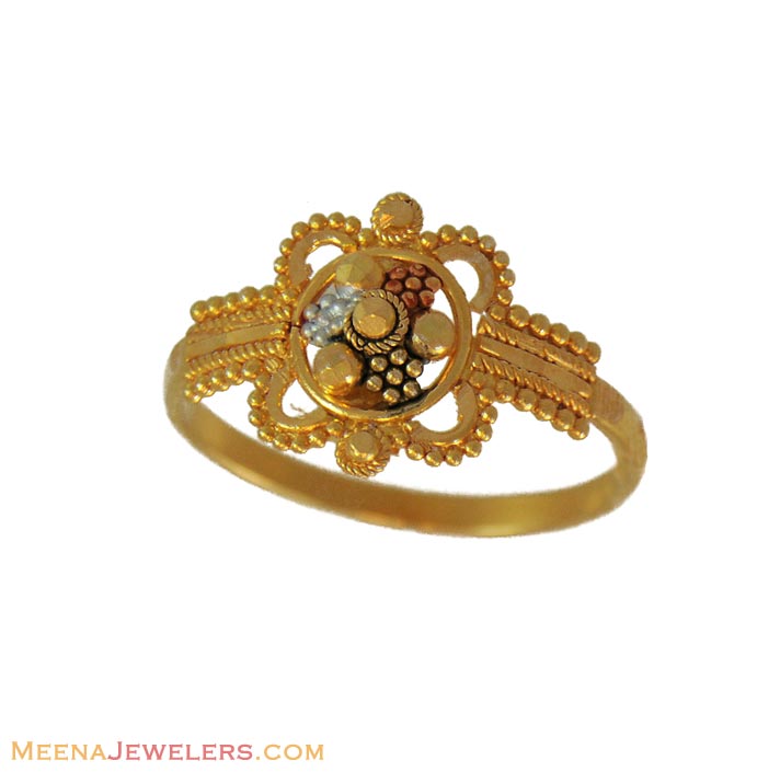 22k Tricolor Kids Ring BjRi10616 22k gold kids filigree ring in
