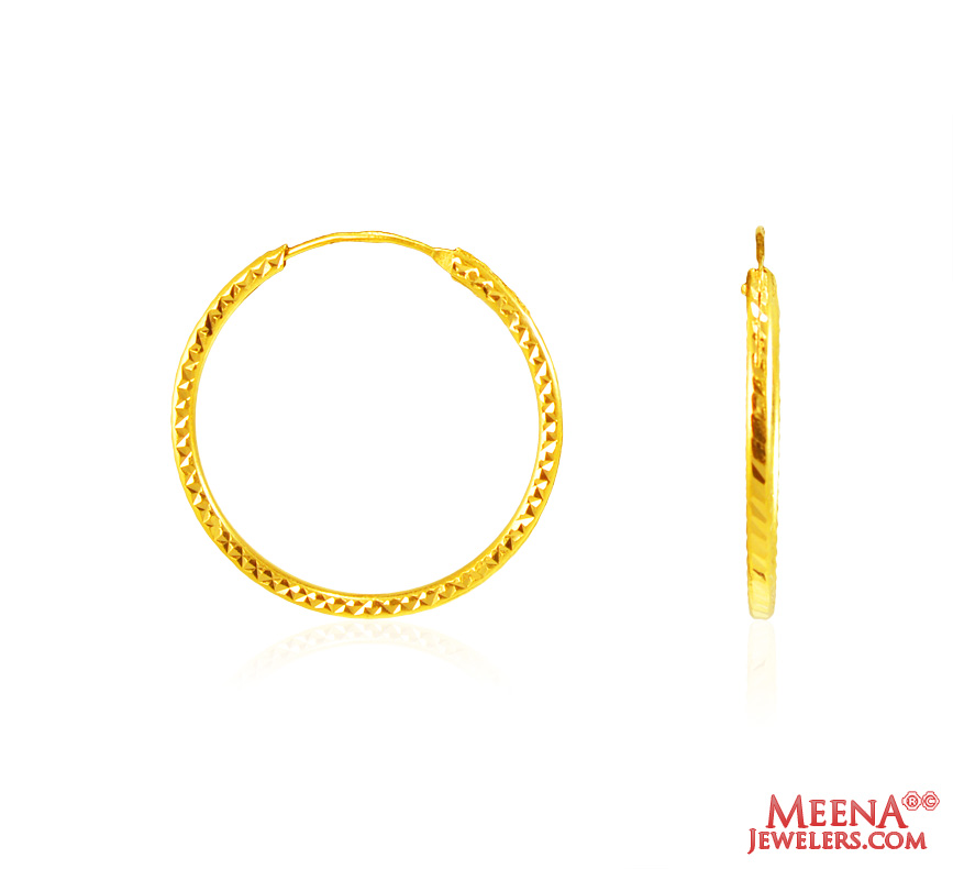 22Kt Gold Fancy Hoop Earrings